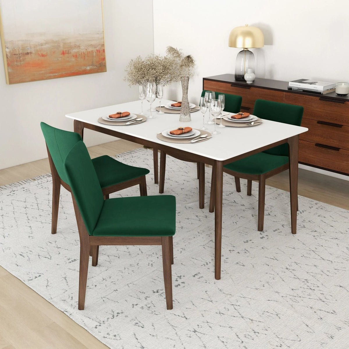 Mid-Century Modern Solid Wood Dining Chair Set with Fabric Upholstery - Multiple Colors, photo 39 of 40