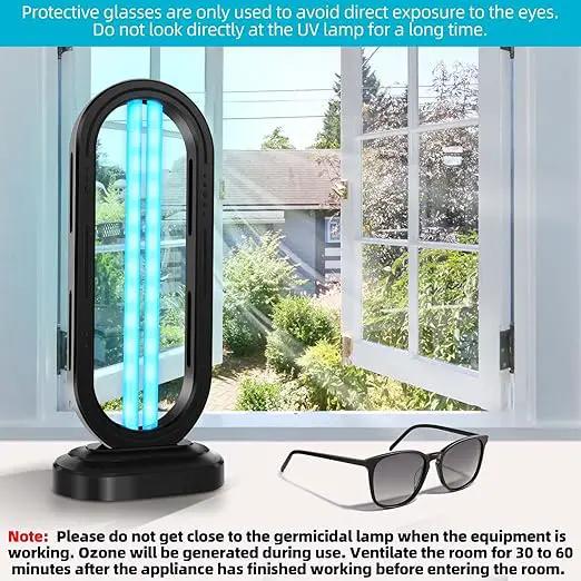 UV Light Sanitizer,4-Speed Timing and Remote Control UVC Home Disinfection Device,Ultraviolet Light Sanitizer for Bed Bugs and Dust Mites,UV Lamp for Whole Room,Black by GreenHaven Gardens