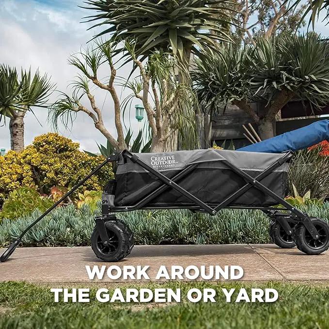 Creative Outdoor Push Pull Hauler Wagon for Kids, 200lbs Weight Capacity, All-Terrain Collapsible and Portable Folding Cart, Beach, Park, Garden, Camping & Tailgate by GreenHaven Gardens