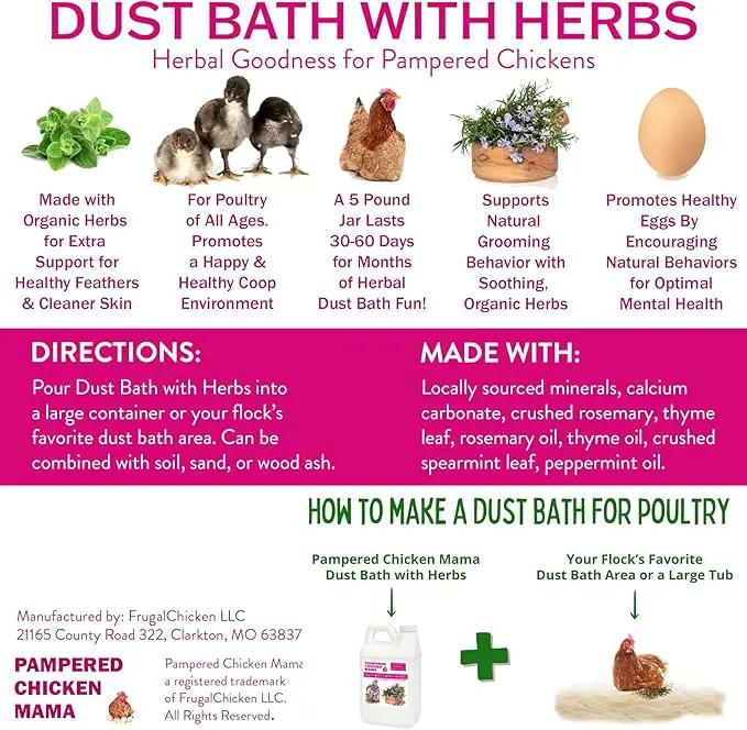 Pampered Chicken Mama 6 lb Dust Bath with Organic Herbs & Essential Oils for Chickens, Quail, & Poultry | Dust Bath for Chickens to Keep Feathers Clean & Healthy by GreenHaven Gardens