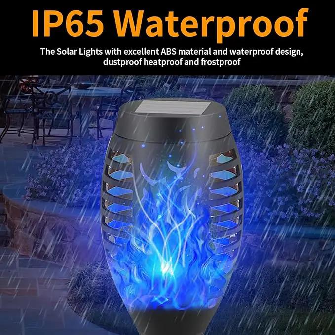6-Pack Blue Solar Flickering Flame Torches – Waterproof Solar Garden Lights, Outdoor Solar Lights for Yards, and Flame Torches for Patio and Pathway Decorations by GreenHaven Gardens