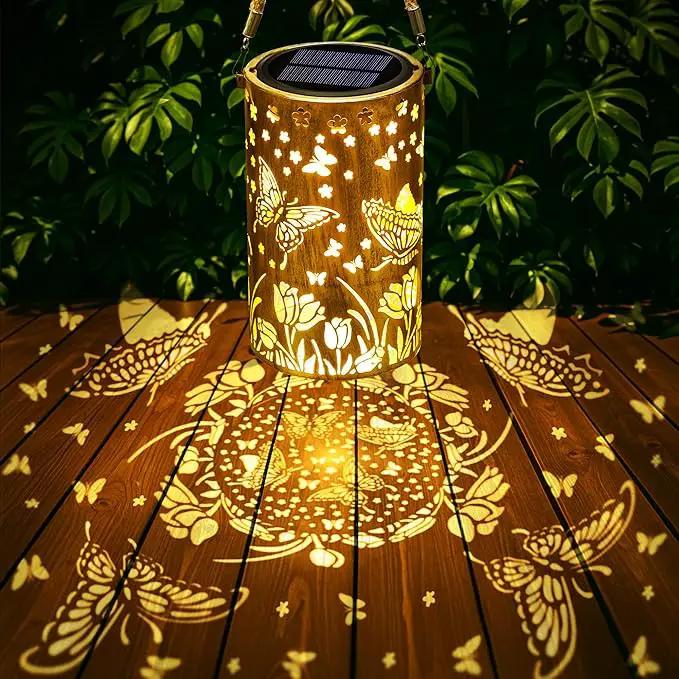 Toodour Solar Lantern Outdoor, Butterfly Gifts for Mom Grandma Women Hanging Solar Outdoor Lights Waterproof, Hollow Out Retro Metal Butterfly Lights for Patio, Balcony, Walkway, Yard Decorations by GreenHaven Gardens
