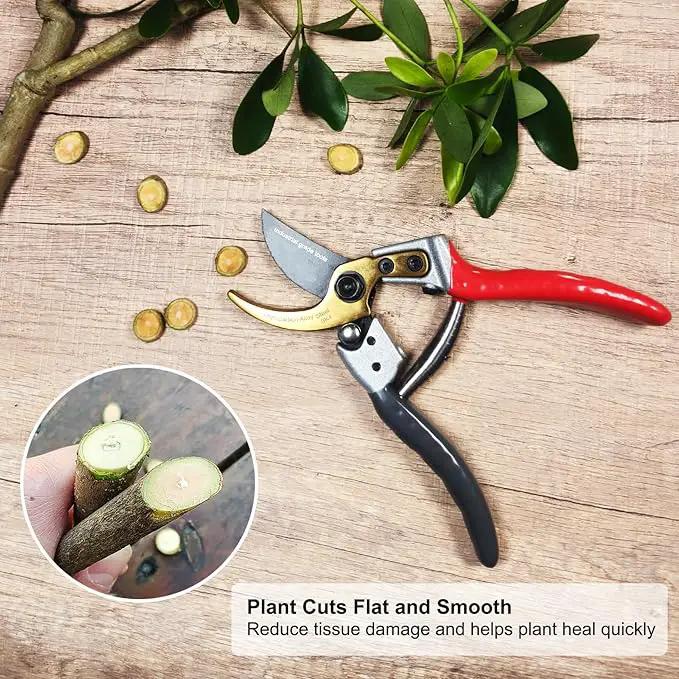 TONMA Bypass Pruning Shears [Made in Japan] 8 Inch Heavy Duty Garden Shears for Gardening, Professional Hand Pruners Garden Clippers with Japanese SK4 Steel Blades, Ergonomic Non-Slip Grip