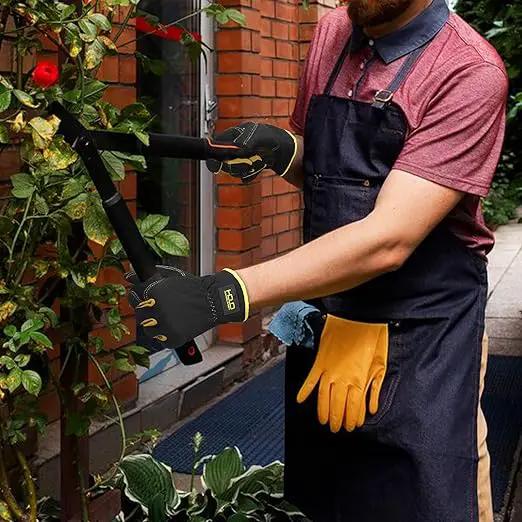 HLDD HANDLANDY Mens Leather Gardening Gloves, Utility Work Gloves for Gardening, Yardwork, Construction, Mechanics by GreenHaven Gardens