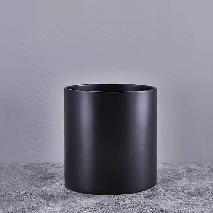 FaithLand Plant Pot 8 inch - Perfectly Fits Mid-Century Modern Plant Stand - Drainage Plug - Matte Black by GreenHaven Gardens
