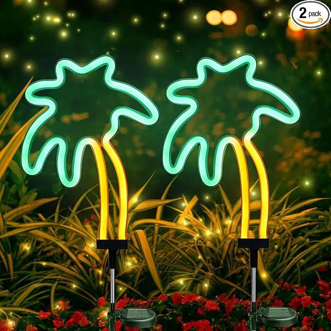 SunKite Solar Garden Lights - Coconut Solar Decorative Stake Lights Outdoor Waterproof Solar Neon Lights for Garden,Yard, Lawn, Pathway,Patio,Backyard,Pool,Hawaii Decor(2 Pack) by GreenHaven Gardens