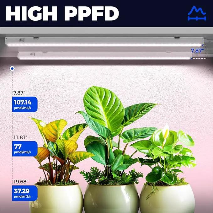 Barrina Grow Lights for Indoor Plants, Full Spectrum Sunlight, 2ft 40W (4 x 10W, 250W Equivalent), LED Grow Light Bulbs, T5 Grow Lights, Plug and Play, Pinkish White, 4-Pack by GreenHaven Gardens