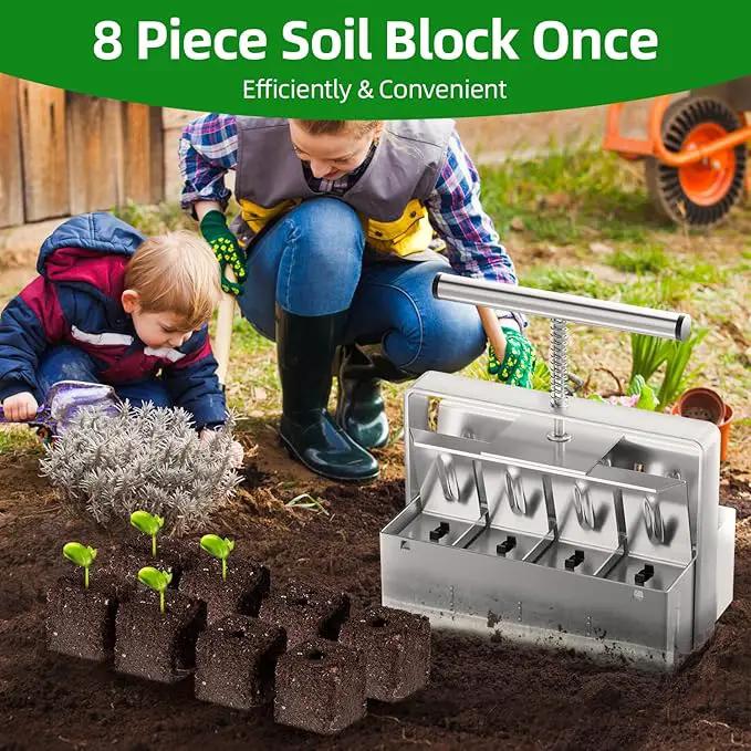 Soil Blocker, Soil Block Maker for Seed Starting with Strong Hand Held, 8 Pcs 2-Inch Soil Blocking Tool for Grow Seedling, Seed Starter Soil Tray Garden Potting Soil, Indoor Outdoor Plants by GreenHaven Gardens