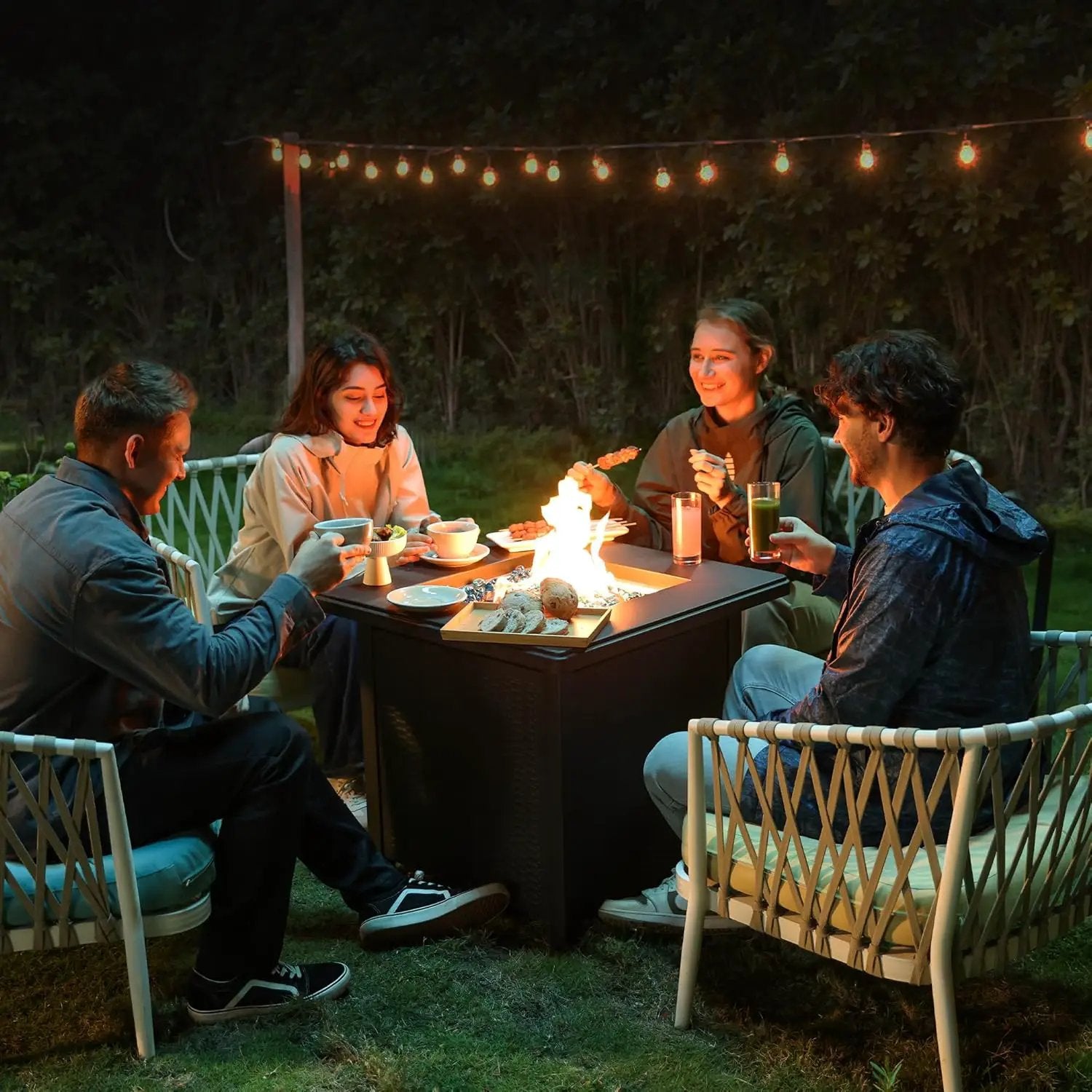 BALI OUTDOORS 50000 BTU Propane Fire Pit with Lid, 28 inch Fire Pit Table Outdoor, Black Firepits for Outside Backyard, Patio by GreenHaven Gardens