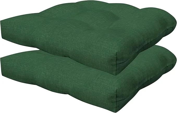 Honeycomb Outdoor Essentials Set of 2 Tufted Seat Pads, 19 x 18, Hampton Texture Hunter Dining Chair Cushions for Patio Furniture by GreenHaven Gardens