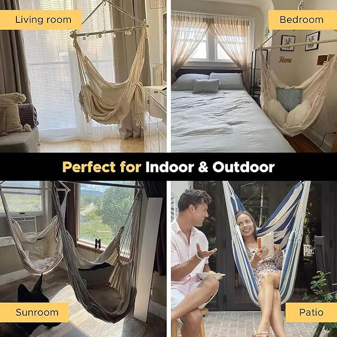 ADVOKAIR Hammock Chair Hanging Chair Rope Swing XXL - Max 500lbs, 70in Large Hammock Swing Chair -Portable Steel Spreader Bar with Anti-Slip Rings-Roomy & Strong by GreenHaven Gardens