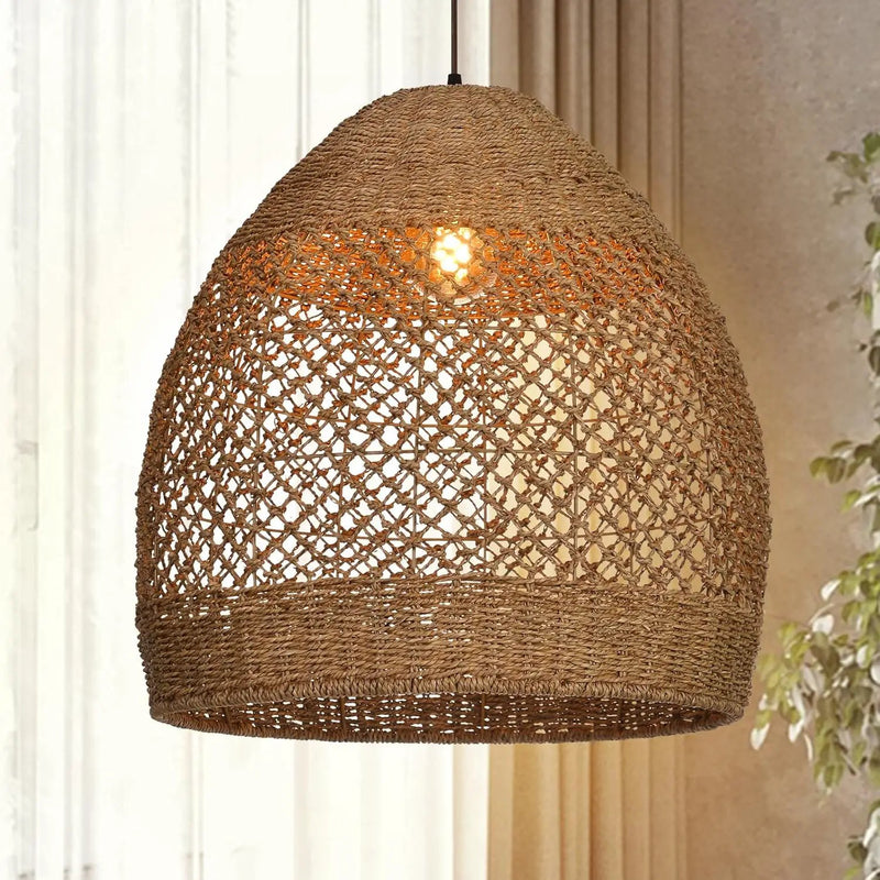 Arturesthome Rustic Rattan Pendant Light,Basket Hanging Light Ceiling Lamp for Dining Room,23.6" Farmhouse Wicker Chandelier for Living Room Foyer Bedroom Hallway by GreenHaven Gardens