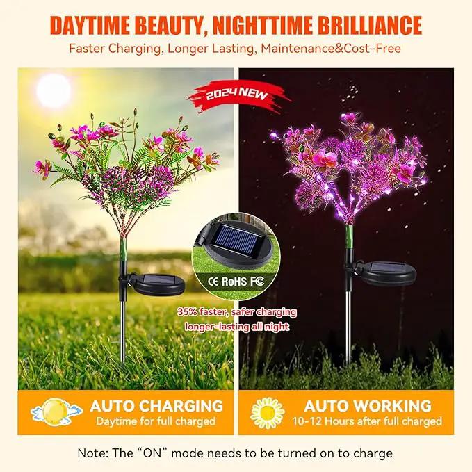 Neporal Solar Garden Lights, 4PK Purple Phalaenopsis Solar Flowers Outdoor Waterproof, Solar Lights Outdoor Decorative for Garden, Yard Decor, by GreenHaven Gardens
