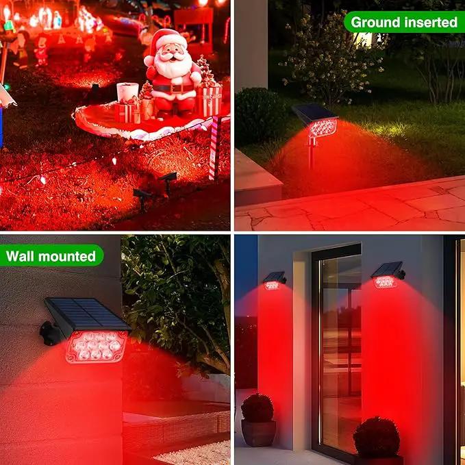 Solar Spot Lights Outdoor,20 LED Waterproof IP65 Solar Landscape Light Adjustable Panel Spotlights for Wall Tree Yard Garden Halloween Christmas Red Lights 4 Pack by GreenHaven Gardens