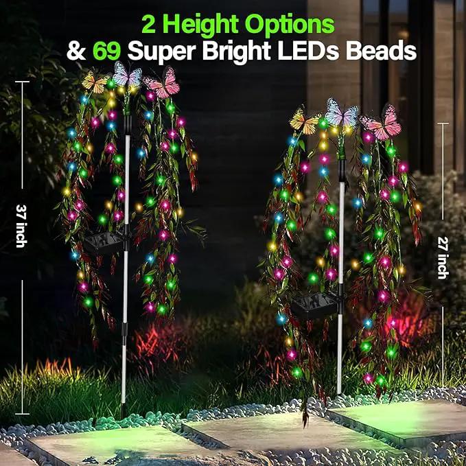 Solar Garden Lights Outdoor Decorative Waterproof, 69LED Swaying Tree Solar Lights for Outside, Butterfly Flower Lights Solar Power Yard Decor for Pathway Patio Lawn Decorations by GreenHaven Gardens