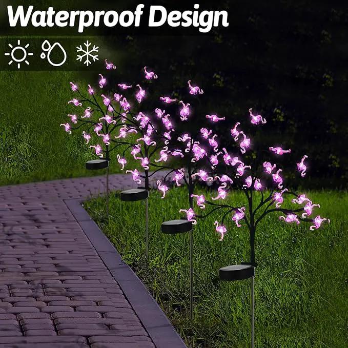 4 Pcs Pink Flamingos Yard Decoration Solar Flamingo Stake Lights Outdoor LED Yard Decorations for Pathway Lawn Patio Walkway Christmas, 29.5" Height by GreenHaven Gardens