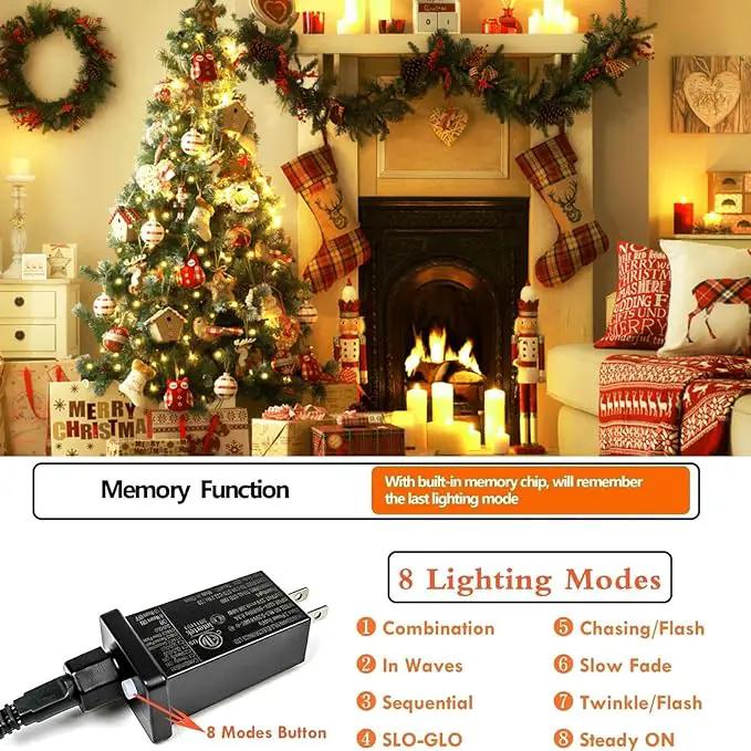 SANJICHA 2-Pack 66FT 200 LED Christmas Lights, Extendable Christmas Tree Light with Timer & Memory Function, Waterproof Green Wire Outdoor String Lights Indoor with 8 Lighting Modes (Warm White) by GreenHaven Gardens