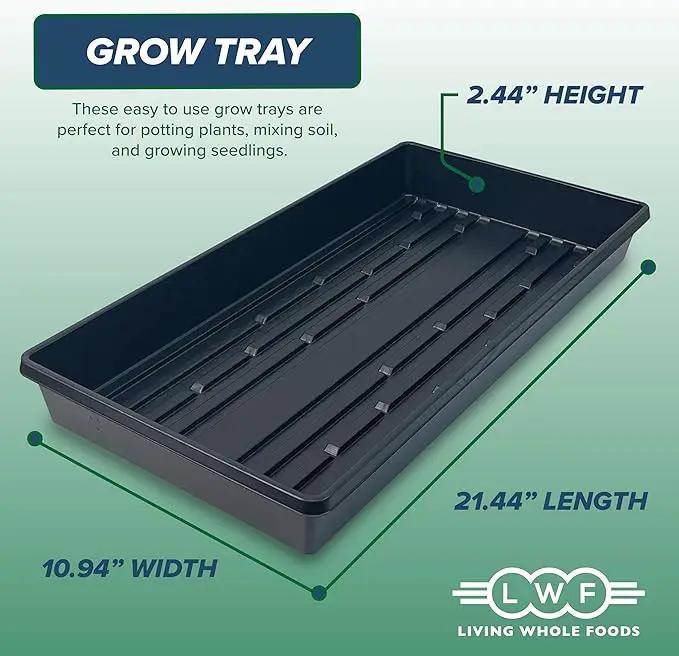 10 Plant Growing Trays (No Drain Holes) - 20" x 10" - Perfect Garden Seed Starter Grow Trays: for Seedlings, Indoor Gardening, Growing Microgreens, Wheatgrass & More - Soil or Hydroponic by GreenHaven Gardens