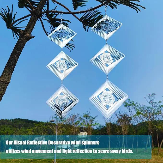Bird Deterrents for Outside, Reflective Stainless Steel Bird Scare, Frog Wind Spinners Outdoor Garden Decor, Bird Scare Devices to Keep Woodpeckers, Pigeons Away from Your House, Patio, Orchards by GreenHaven Gardens