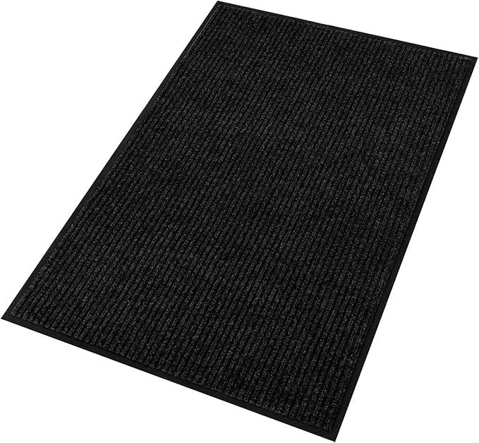 fani Heavy Duty Large Outdoor Indoor Entrance Black Doormat Waterproof Low Profile Entrance Rug Front Door Mat Patio Anti-Skid Rubber Back, 35x60 inch (Black) by GreenHaven Gardens