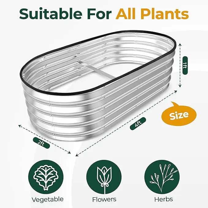 Utopia Home Galvanized Raised Garden Bed, 4 by 2 feet Lightweight Planter Boxes Outdoor with Easy Assembly, Large Garden Bed for Vegetables, Fruits, Flowers, Silver, Pack of 2 by GreenHaven Gardens