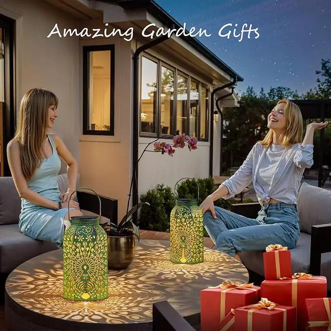 Homeimpro Outdoor Solar Lanterns Waterproof Peacock Gardening Gifts for Women, Big Solar Garden Decor, Yard Art, Outside, Patio, Birthday Mothers' Day Gifts Mom Grandma (2Pack, Antique Green) by GreenHaven Gardens