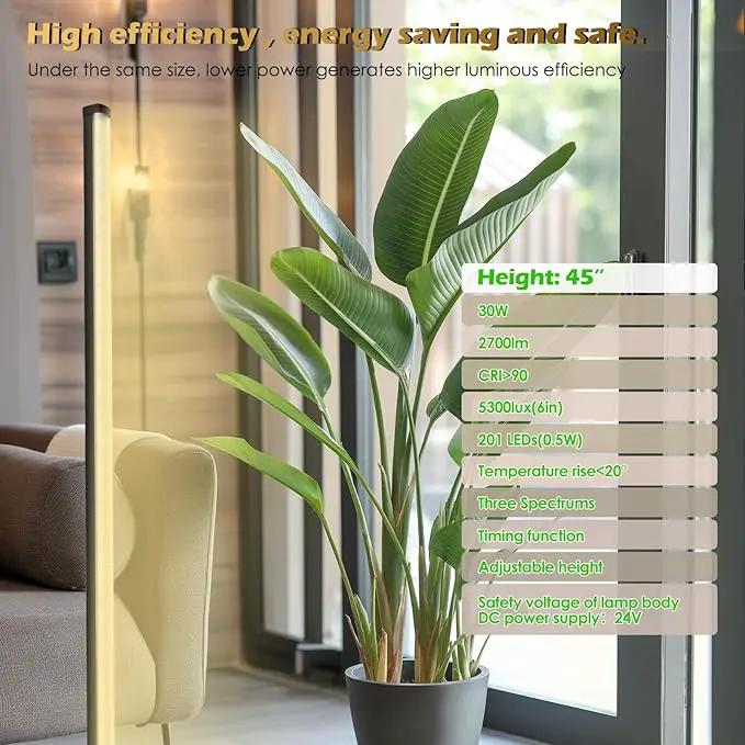 GLOWRIUM Standing Grow Light with Auto-Timer, 30W Vertical Grow Lights for Indoor Plants,3 Light Modes,201 LEDs,Detachable Full Spectrum Plant Lights for Wide Area Coverage in Indoor Plants (45 in) by GreenHaven Gardens