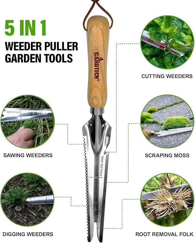 Gardtech Garden Tool Set, Made by Real Ash Wood Handle and Thicken Stainless Steel- 3 Pcs Including Garden Hand Trowel, Transplant, Cultivator-Gardening Gifts for Gardener by GreenHaven Gardens