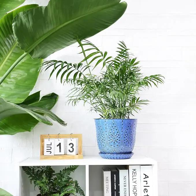 Gepege 8 Inch Plant Pot for Indoor Plants, Ceramic Planter with Drainage Holes and Saucers Large Flower Pot by GreenHaven Gardens