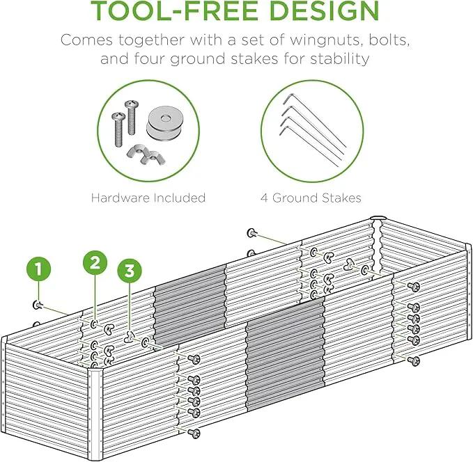 Best Choice Products 8x2x2ft Outdoor Metal Raised Garden Bed, Rectangular Deep Root Planter Box for Vegetables, Flowers, Herbs, and Succulents w/ 239 Gallon Capacity - Sage Green by GreenHaven Gardens