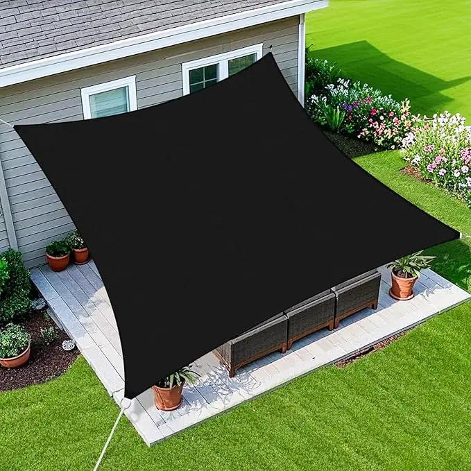 Amagenix Sun Shade Sail 8'X9' Curved Edge Outdoor Shade Canopy Black Breathable 95% UV Block Shade Cloth for Patio Garden Backyard (We Make Custom Size) by GreenHaven Gardens