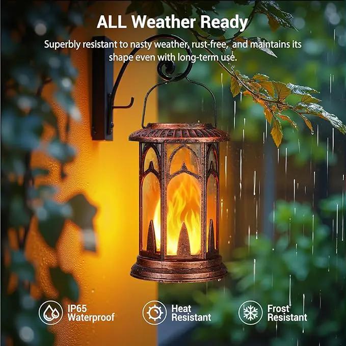 KOOPER Taller Solar Lanterns Outdoor Waterproof Hanging Solar Lantern Lights, 2Pack Upgraded Flickering Flame Lanterns Decorative Outdoor, Battery & Solar Powered lantern for Garden Yard Decor, Bronze by GreenHaven Gardens
