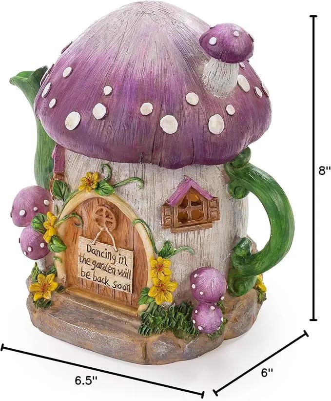 VP Home Mushroom Teapot Solar Light for Home and Outdoor Decor, Mushroom Solar Powered Flickering LED Garden Light, Solar Powered Teapot Backyard Party Decoration Light, Fairy Garden House by GreenHaven Gardens