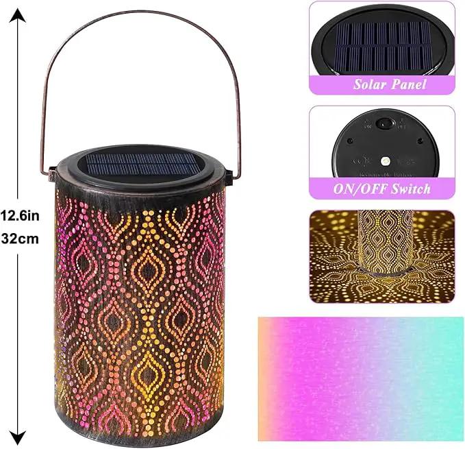 Solar-Powered Iron Art Lantern - Two Lighting Modes Waterproof Hanging Ambiance Lighting for Gardens & Patios, Perfect as Decorative Gift Housewarming Gift Mom Gifts (Peacock Feather) by GreenHaven Gardens