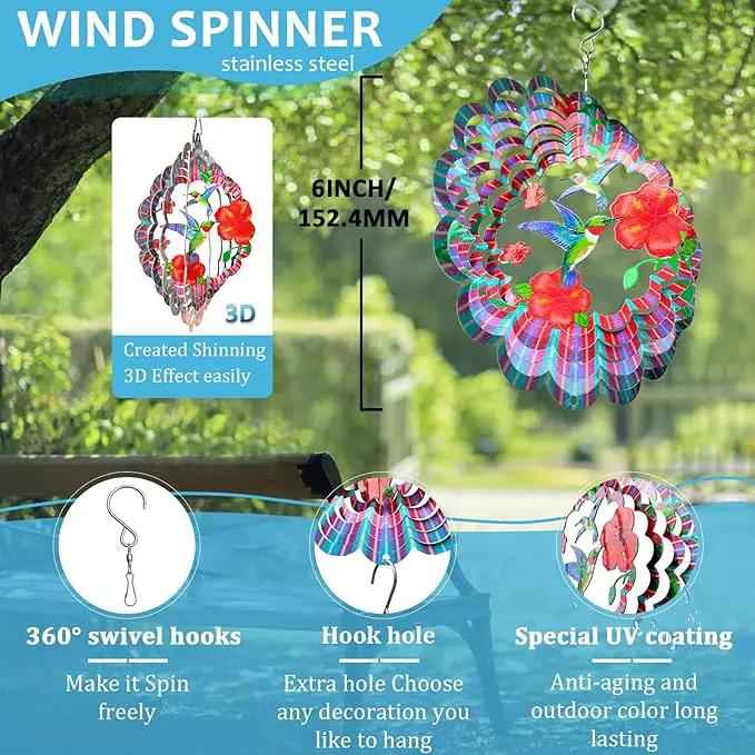 Hummingbird Wind Spinners Outdoor,6in Mandala Wind Spinner Hummingbird Gift for Women Men,Wind Spinner for Yard and Garden,Wind Sculpture for Yard Art Decorations,Christmas Decoration by GreenHaven Gardens
