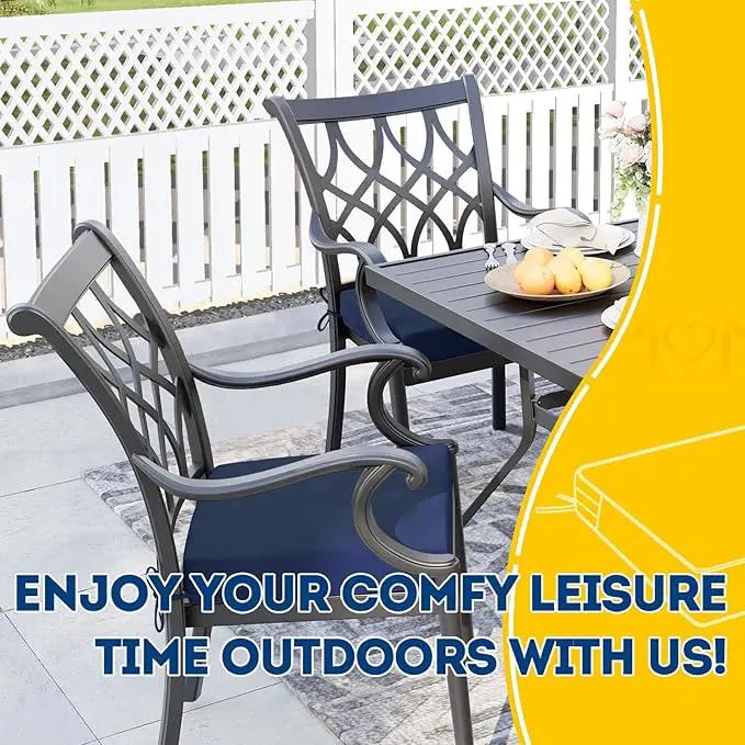 AAAAAcessories Outdoor Seat Cushions for Chairs, Waterproof, Fade-Resistant Patio Furniture Replacement Cushions, 21" x 21" x 4", Set of 2, Navy Blue by GreenHaven Gardens