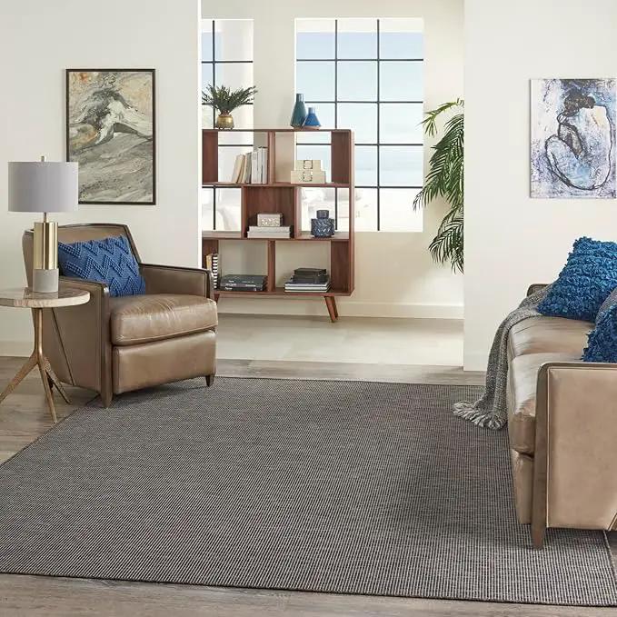 Nourison Positano Indoor-Outdoor Charcoal 6' x 9' Area Rug, Easy Cleaning, Non Shedding, Bed Room, Living Room, Dining Room, Backyard, Deck, Patio (6x9) by GreenHaven Gardens