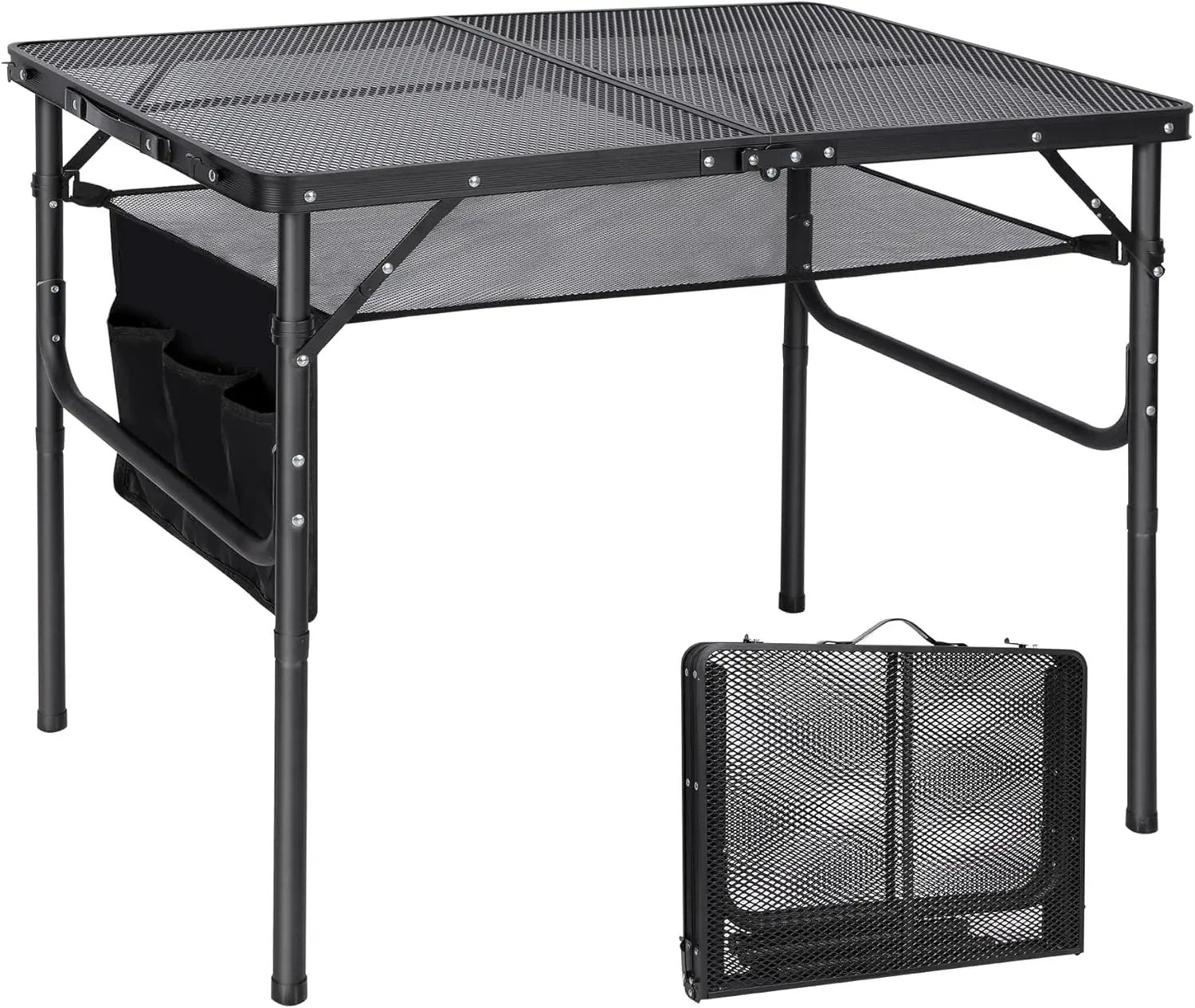 RedSwing Folding Grill Table,Aluminum Portable Grill Stand Table for Outdoor Camping Picnic BBQ Lightweight, Adjustable Height, 36''x24''x16/28'', Black by GreenHaven Gardens