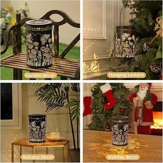 Butterfly Solar Lanterns Outdoor Waterproof, Metal Hanging Lantern for Yard, Patio, Backyard, Porch – Birthday Gifts for Women, Mom, Grandma, Butterfly Garden Decor for Lawn, Pathway, Landscape by GreenHaven Gardens