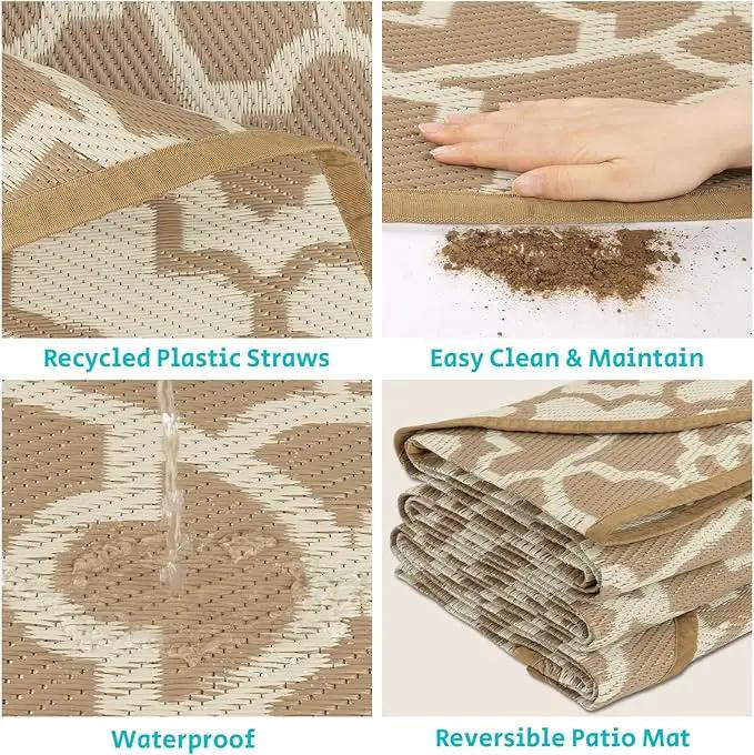 HEBE Outdoor Rug Waterproof 8ft, Plastic Straw Rug Camping Rug, Reversible Outdoor Patio Rugs RV Mat Clearance, Indoor Outside Floor Carpet for Porch,Deck,Camper,Balcony,Backyard by GreenHaven Gardens