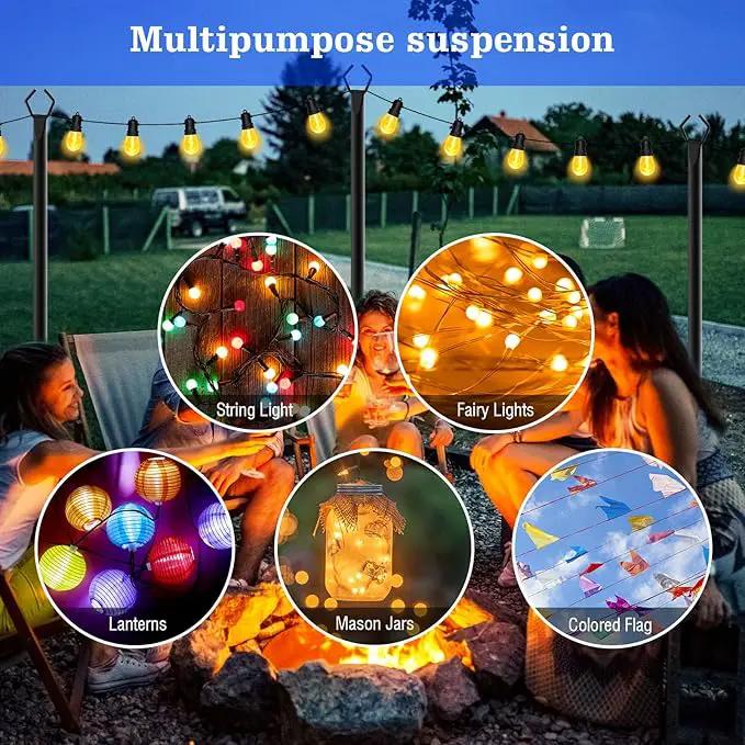 4 Pack String Light Poles,10 Ft Metal Poles with Fork for Outdoor String Lights,Outdoor Light Poles with Fork,Poles/Post/Stand for Outside,Patio,Deck,Backyard,Garden Wedding,Party by GreenHaven Gardens