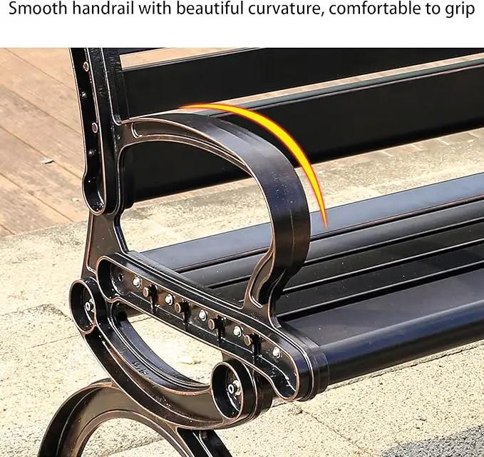 Outdoor Bench Chair Cast Aluminum Garden Bench Patio Bench All-Weather Park Bench for Backyard Porch Lawn (150cm Armless Park Bench) by GreenHaven Gardens