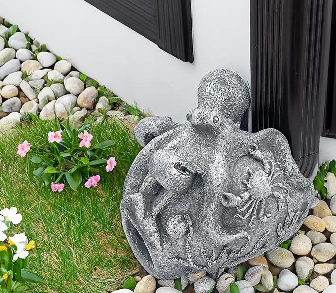Real Octopus Sculpture Gutter Downspout Extender,Garden Statue Ornament,Decor Downspout Diverter,Perfect Rain Diverter for 3"x4" Downspouts, Eco-Friendly Resin,Perfect Outdoor Decor Gift by GreenHaven Gardens