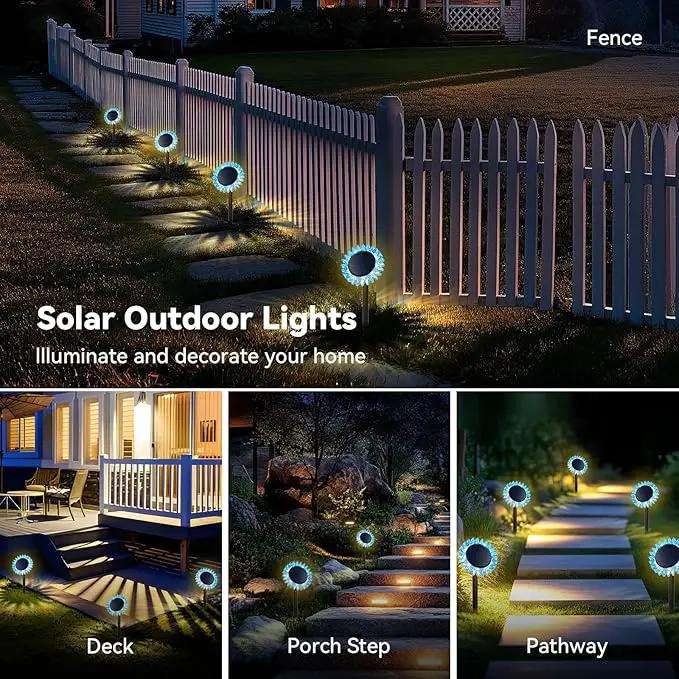 Outdoor Solar Lights, 2 Pack Led Solar Sunflower Lights, Stake/Wall 2-in-1 Waterproof Solar Garden Lights for Yard, Landscape, Fence, Patio, Driveway, Pathway, Backyard Decoration (Warm White) by GreenHaven Gardens