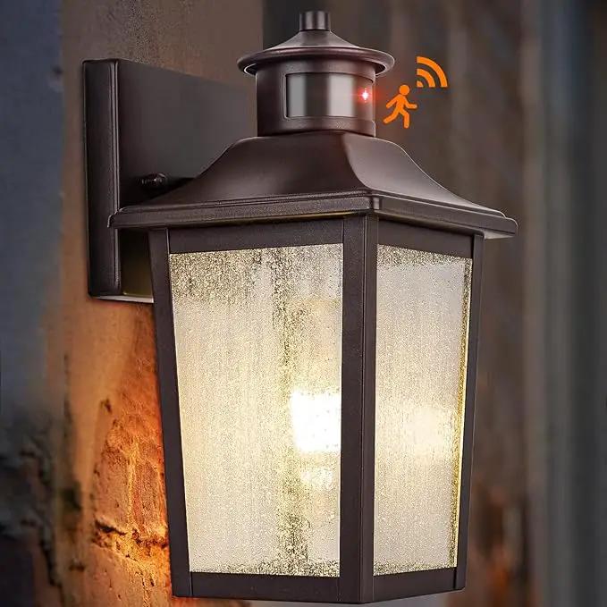 Oil Rubbed Bronze Motion Sensor Outdoor Lights - Dusk to Dawn Outdoor Lighting, Brown Exterior Garage Light Fixture, Waterproof Porch Light Coach Outside Wall Mount for House, Front Door, Anti-Rust by GreenHaven Gardens