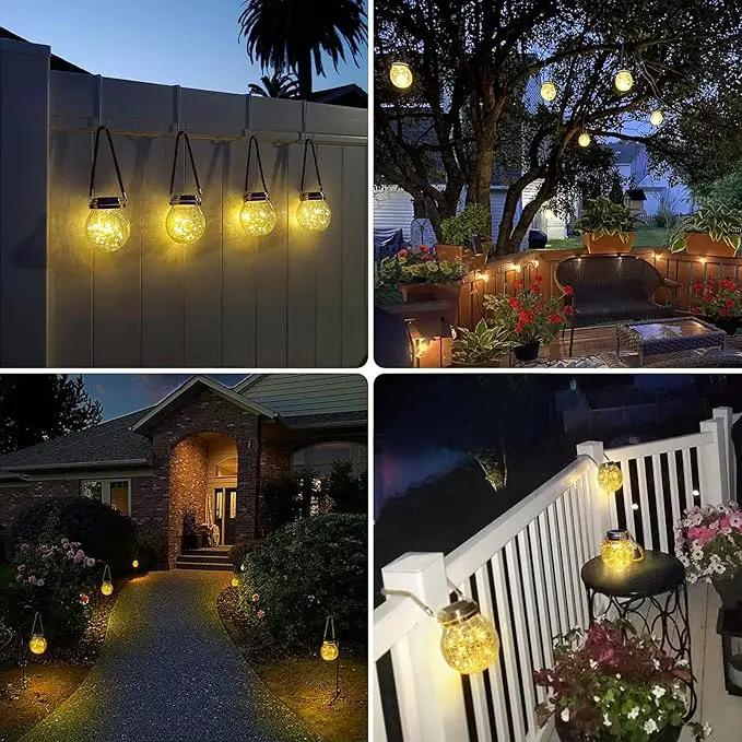 ROSHWEY 4 Pack Solar Lanterns Outdoor, 30 LED Waterproof Garden Decor Hanging Lights Decorative Backyard Decorative Lighting for Patio Pathway by GreenHaven Gardens