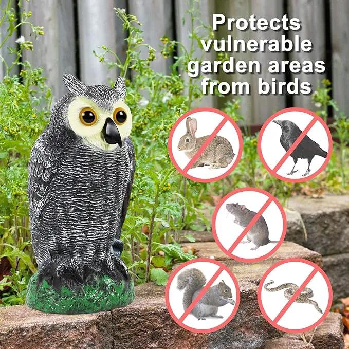 Galashield Owl Decoy | Plastic Owls to Scare Birds Away | Owl Statue for Garden & Outdoors - Pack of 3 by GreenHaven Gardens