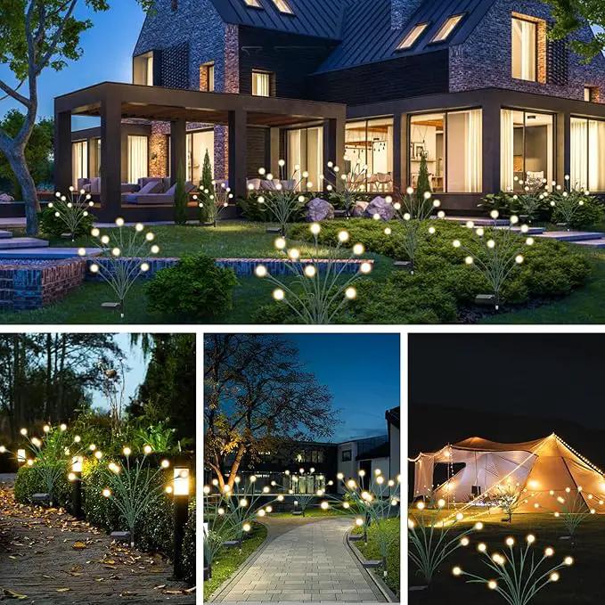 4 Packs Solar Garden Lights, New Upgraded Leaf Design 40 LED Solar Firefly Lights, Waterproof Solar Landscape In-Ground Path Lights Outdoor Decorations for Patio Yard Garden, Warm White by GreenHaven Gardens