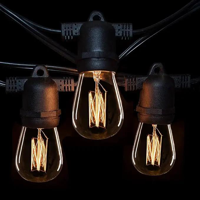 Hometown Evolution, Inc. E26 Commercial String Lights with 16 Gauge Wire (50 Foot 25 Socket, S14 Lantern Edison 11 Watt Bulbs) by GreenHaven Gardens