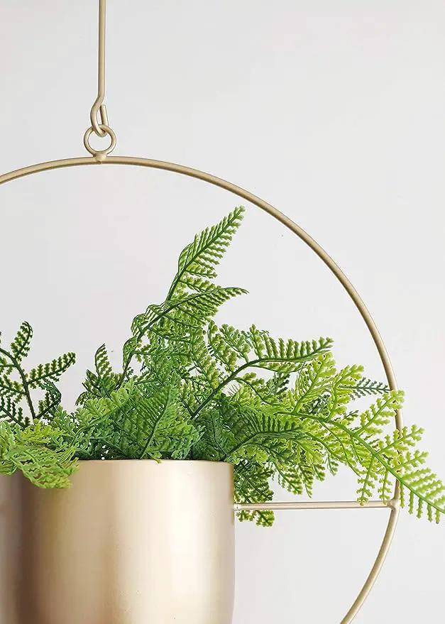 Boho Gold Metal Plant Hanger,Metal Wall and Ceiling Hanging Planter, Modern Planter, Mid Century Flower Pot Plant Holder, Minimalist Planter for Indoor Outdoor Home Decor by GreenHaven Gardens